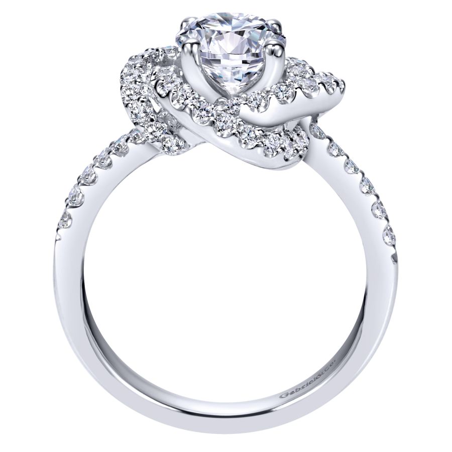 Gabriel & Co. 14 Karat White Gold Round Diamond Love Knot Engagement Rings W-ER8143D4
