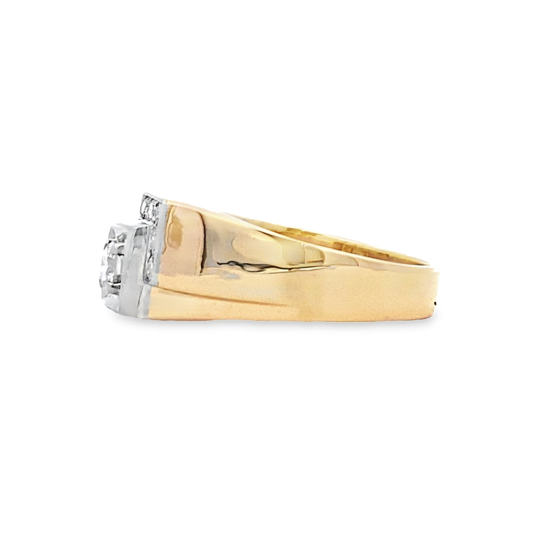 BCJ Estate Jewelry 14 Karat Yellow Gold Men's Geometric Style Diamond Ring