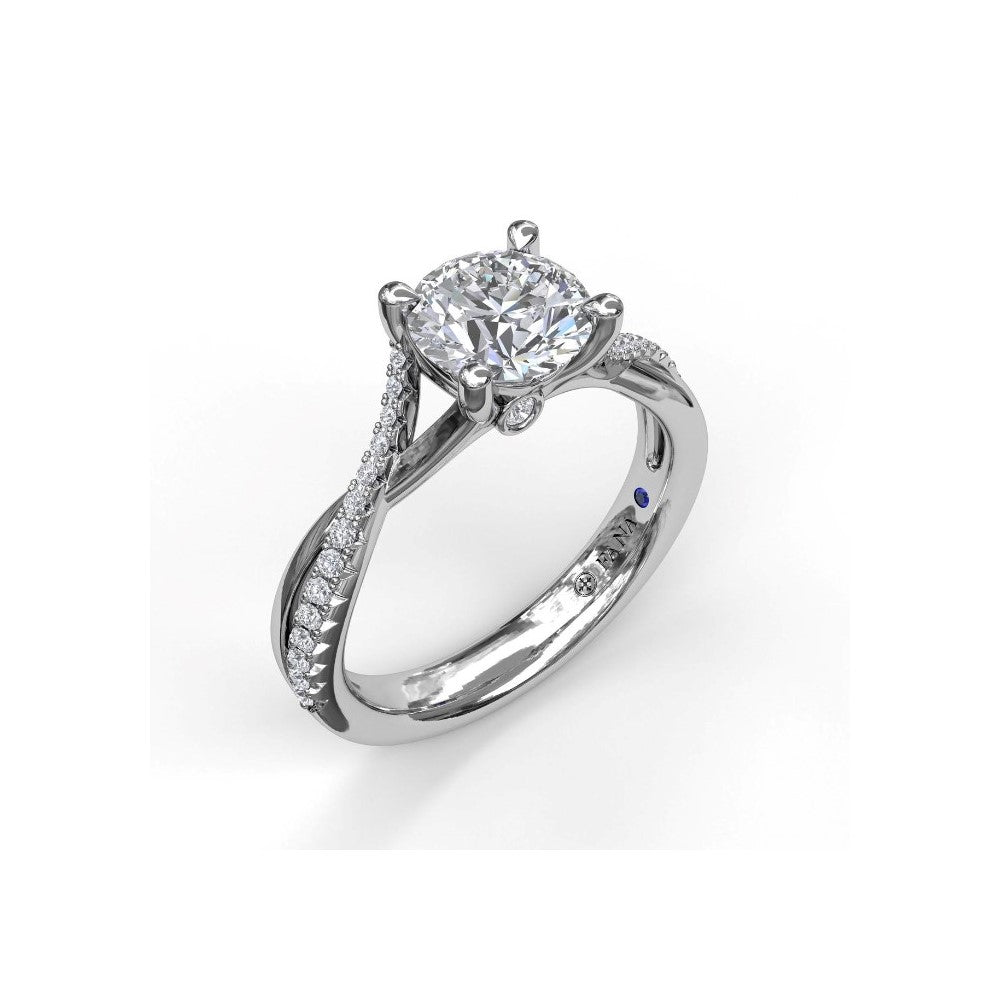 FANA 14 Karat White Gold with Side Stones Round Shape Engagement Ring S3477/WG