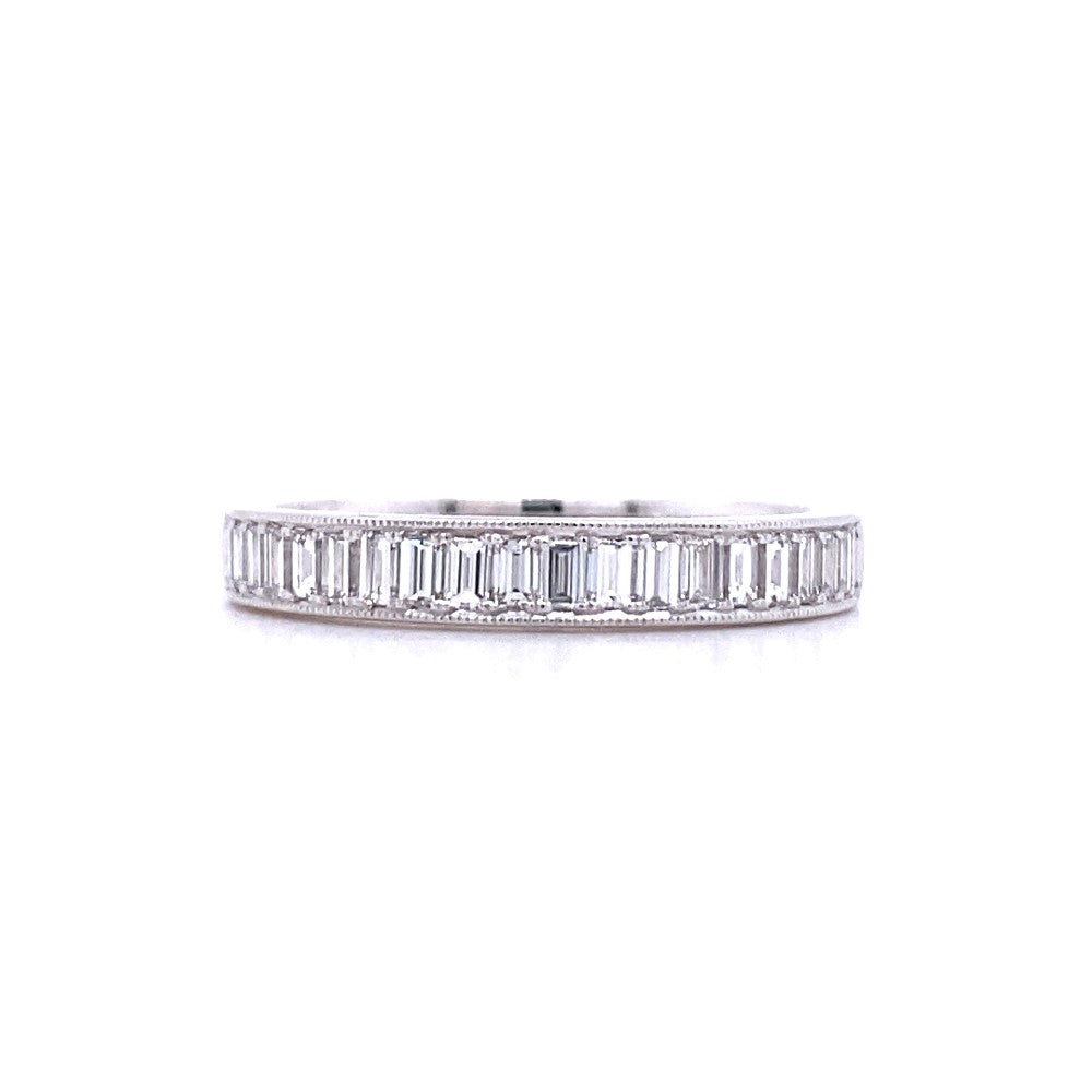 Simon G Jewelry 18 Karat White Gold Baguette Diamond Wedding Band - Women's MR4004