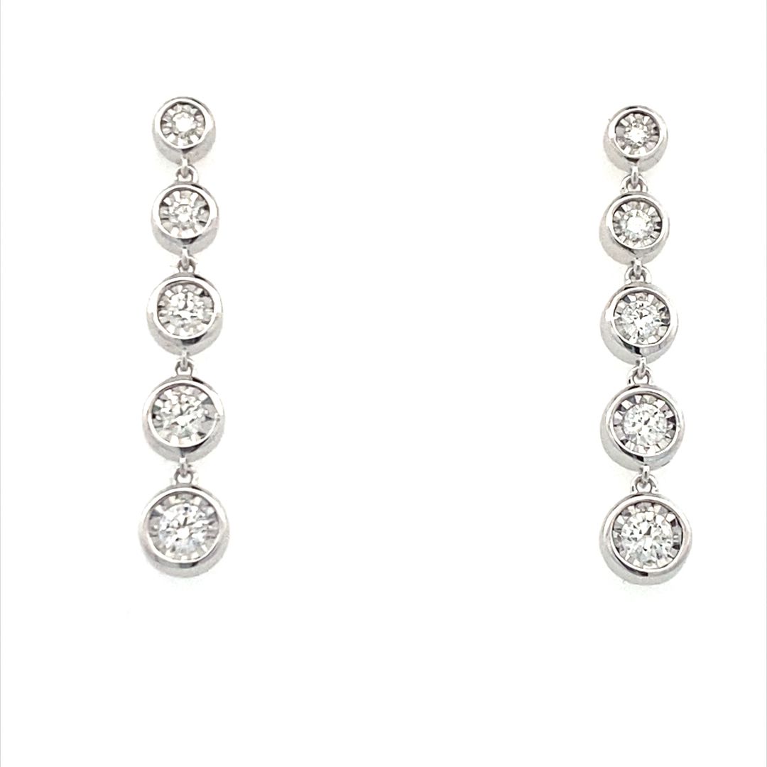 Allison Kaufman Co. 14 Karat White Gold Drop Diamond Earrings E2146