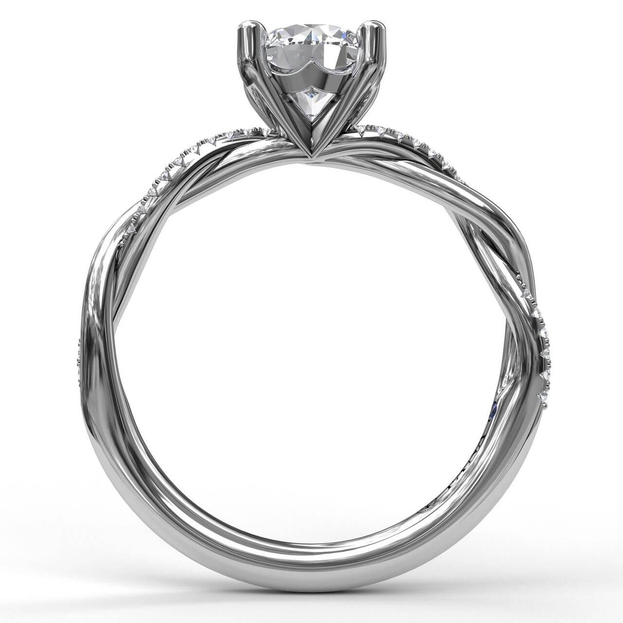 FANA 14 Karat White Gold Twist Round Diamond Engagement Ring S3901/WG