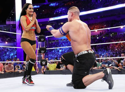 Wrestling Superstar John Cena Puts a Diamond Ring on Nikki Bella at WrestleMania 33