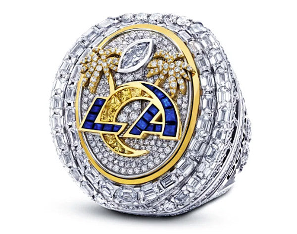 LA Rams' Super Bowl Rings Contain 20 Carats of Diamonds, Turf and Game –  Beeghly & Co.