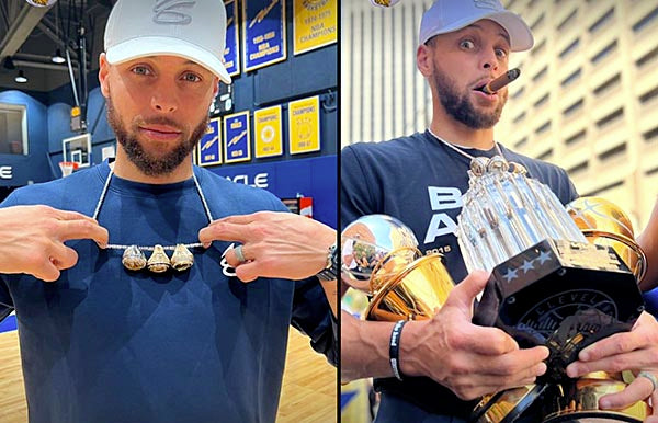 Finals MVP Steph Curry Breaks Out His Championship Jewelry for