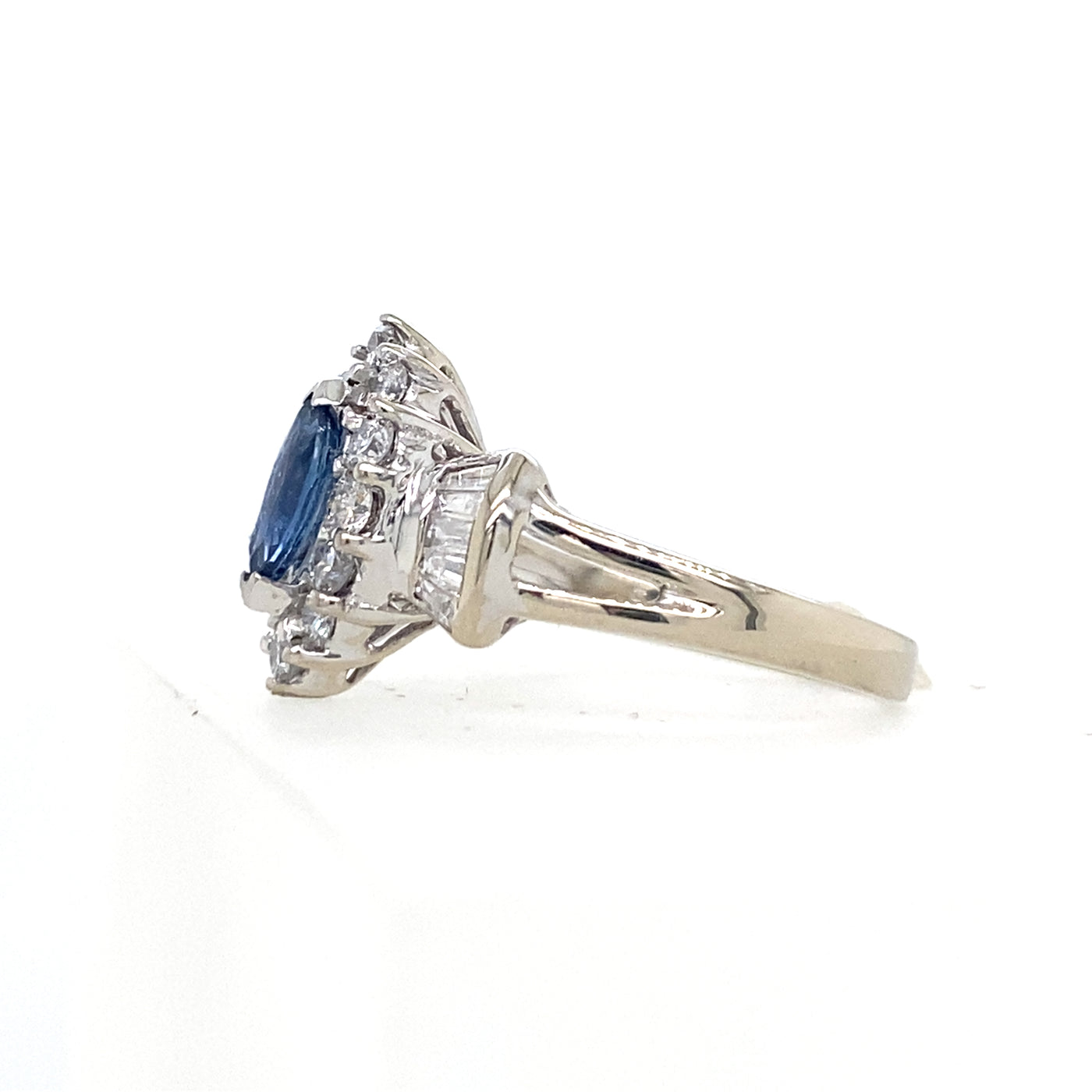 ESTATE Sapphire and Diamond Ring in White Gold