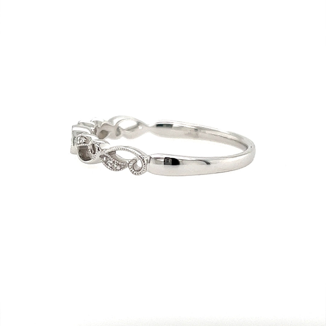 14K White Gold .03CTW Diamond Band, Size 7 by Allison Kaufman