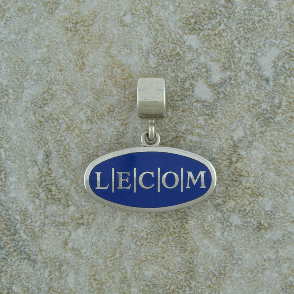 Blue Enamel LECOM Charm in Silver