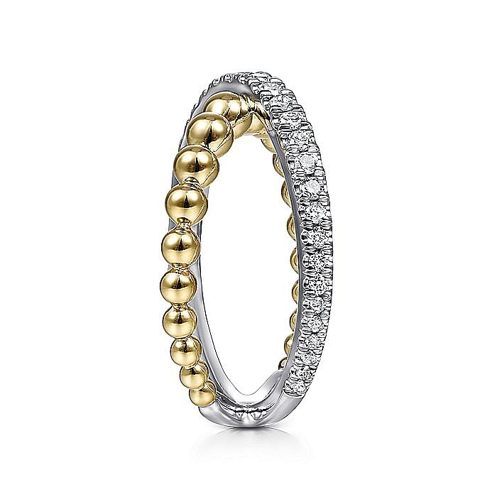Gabriel & Co. 14 Karat Two-Tone Cross Over Style Round Diamond Fashion Ring - Lady's LR51628M45JJ