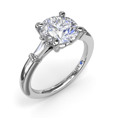 FANA 14 Karat 3 Stone Baguette Diamond Engagement Ring S4070/WG