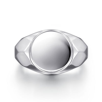 Men's Wide Signet Ring in Silver by B&C