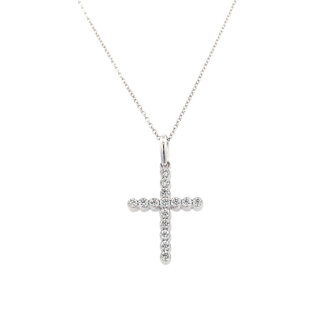 Diamond Cross Pendant in White Gold by Simono G. Jewelry