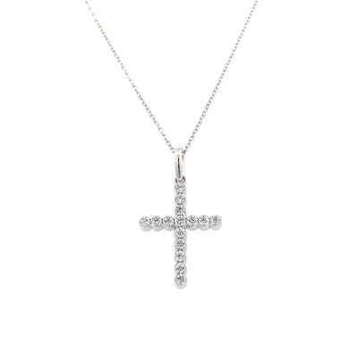 Diamond Cross Pendant in White Gold by Simono G. Jewelry