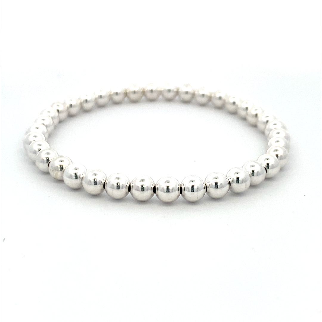 Karen Lazar Stretch 5mm Sterling Silver Beaded Bracelet Size 7