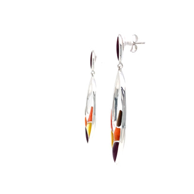 Mixed Spiny Oyster Drop Earrings in Silver by Kabana