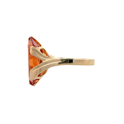 ESTATE Strell Orange Gemstone Ring in Yellow Gold