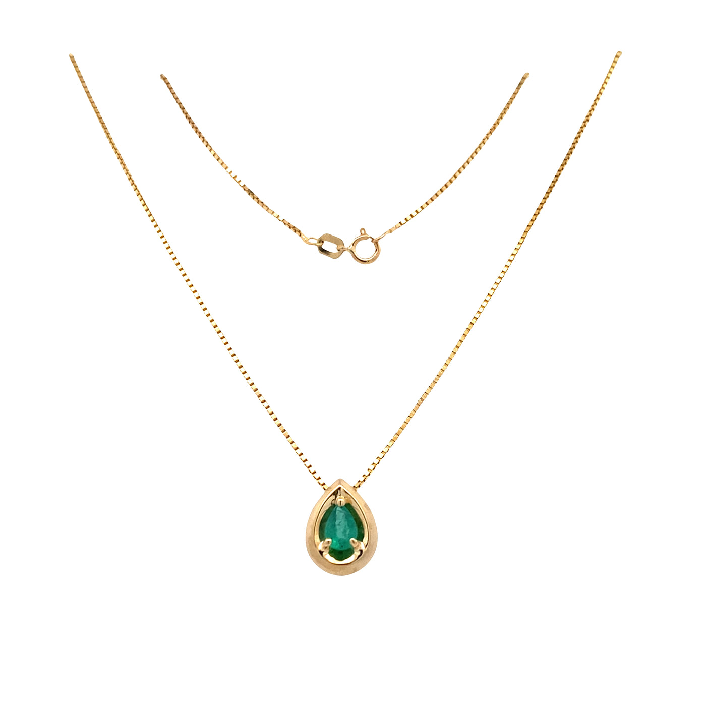 ESTATE Emerald Drop Pendant in Yellow Gold