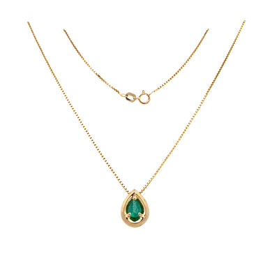 ESTATE Emerald Drop Pendant in Yellow Gold