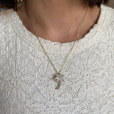ESTATE Diamond Palm Tree Pendant in Yellow Gold