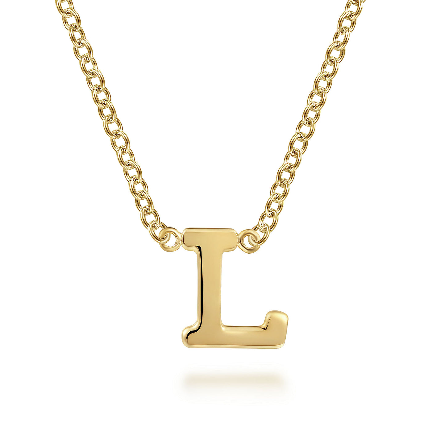 Initial “L” Link Necklace in Yellow Gold by Gabriel & Co.