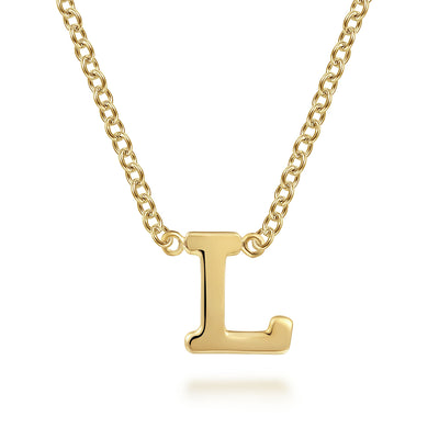 Initial “L” Link Necklace in Yellow Gold by Gabriel & Co.