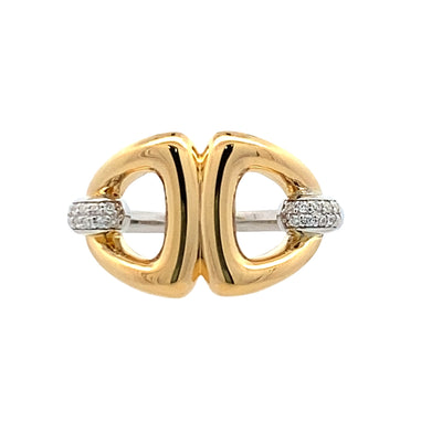 Cubic Zirconia Ring in Two-Tone Sterling Silver with Gold-Plating