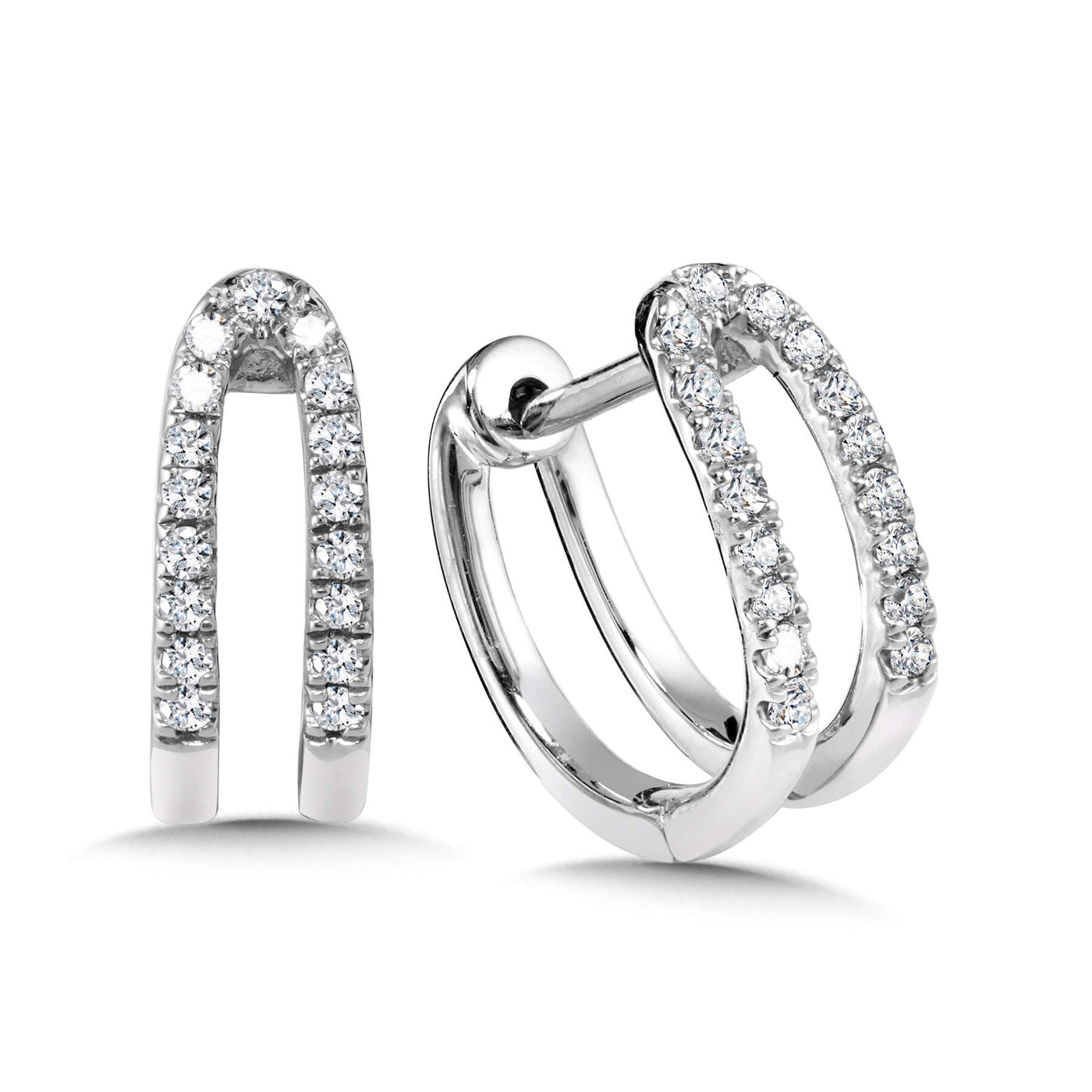 Diamond Huggie Earrings in White Gold