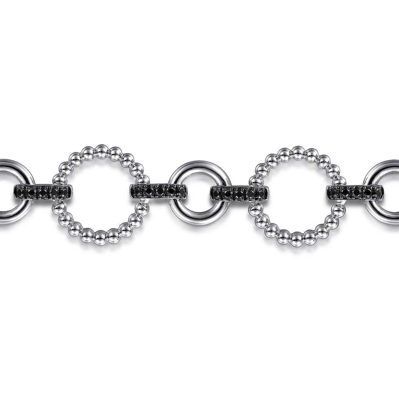 Black Spinel Bujukan Link Bracelet in Silver by Gabriel & Co.