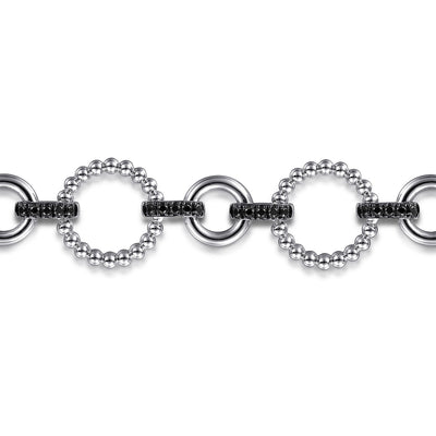 Black Spinel Bujukan Link Bracelet in Silver by Gabriel & Co.