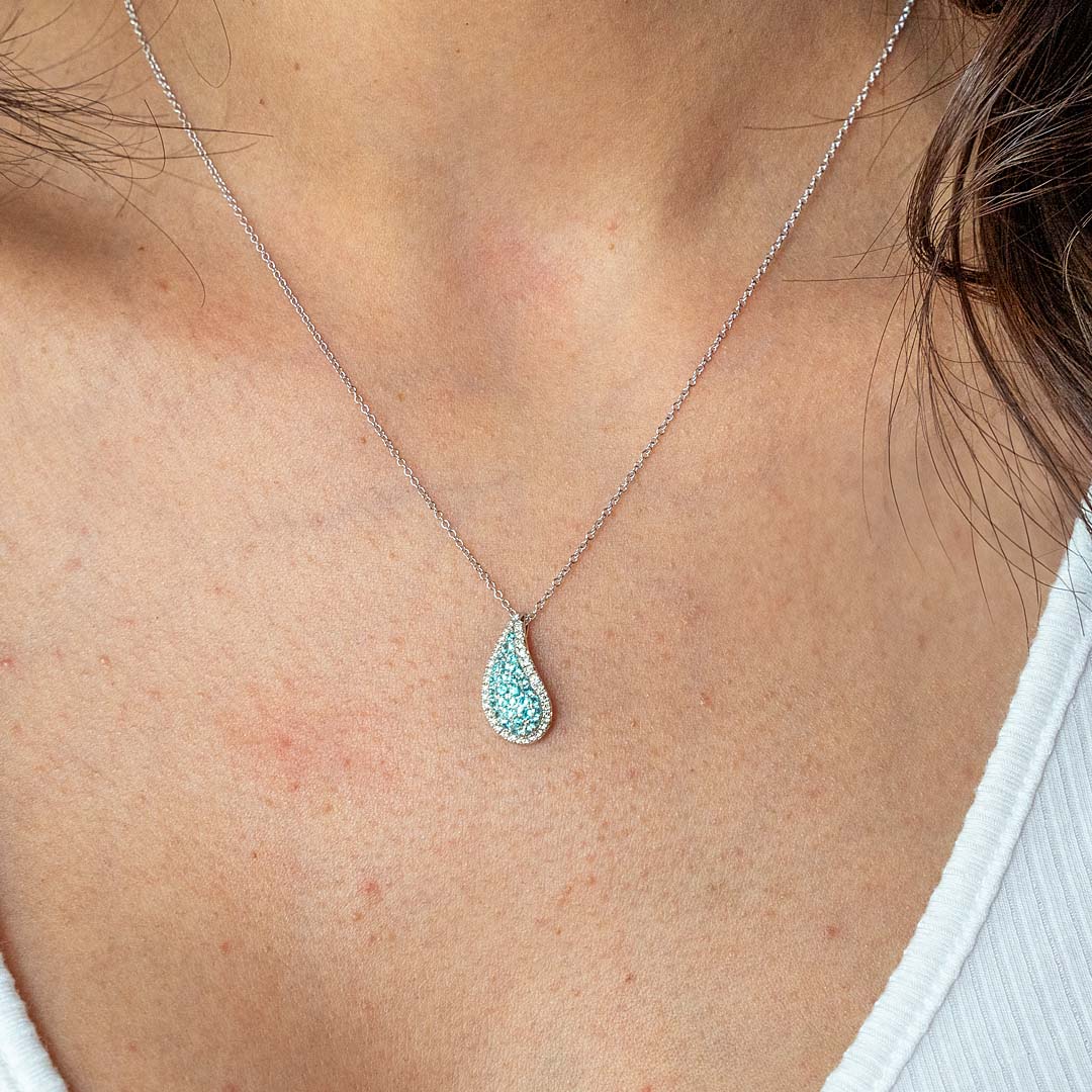 Paraiba Tourmaline and Diamond Pendant in White Gold by Simon G