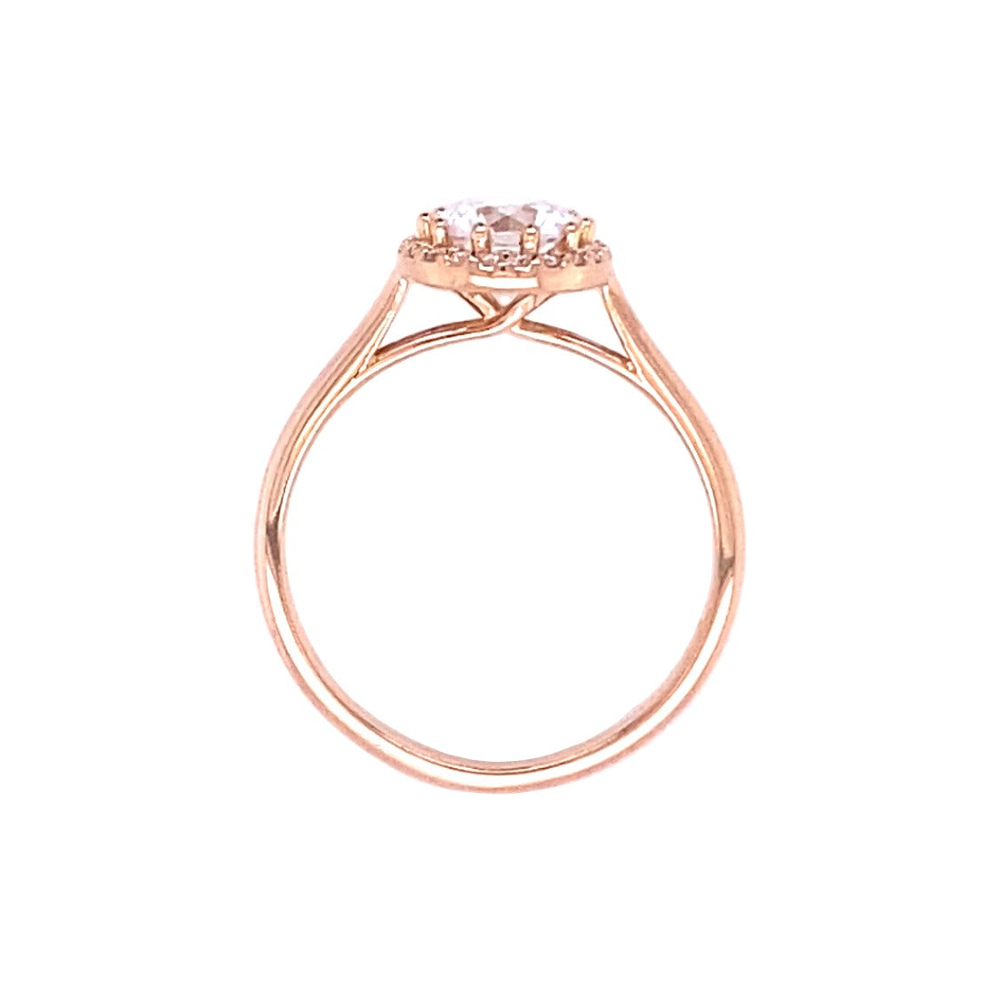 Round Diamond Halo Engagement Ring in Rose Gold
