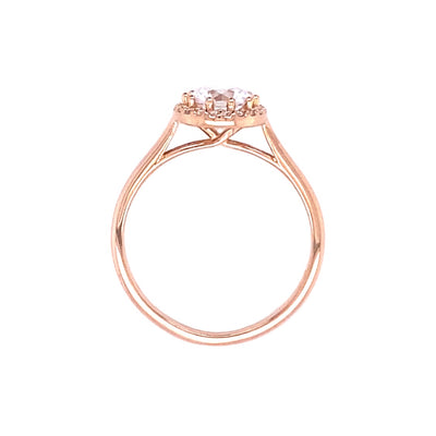 Round Diamond Halo Engagement Ring in Rose Gold