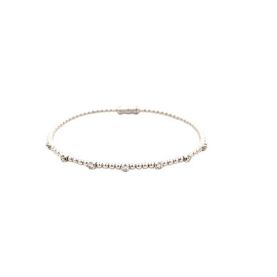 Seven Station Diamond Bujukan Bangle in White Gold by Gabriel & Co.