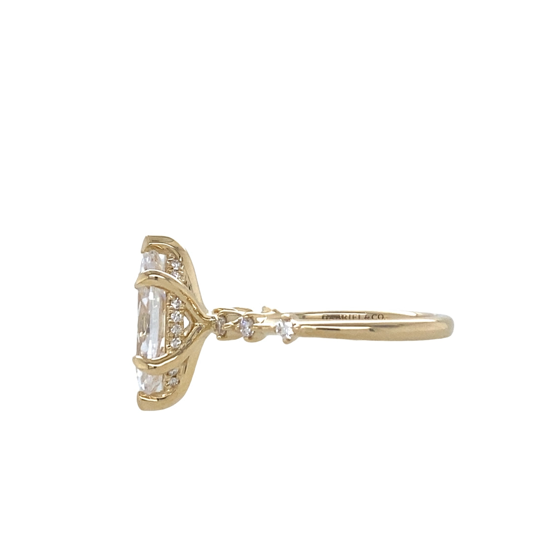 Marquise Side Stone Engagement Ring in Yellow Gold by Gabriel & Co.