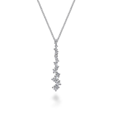 Diamond Linear Cluster Pendant in White Gold by Gabriel & Co.