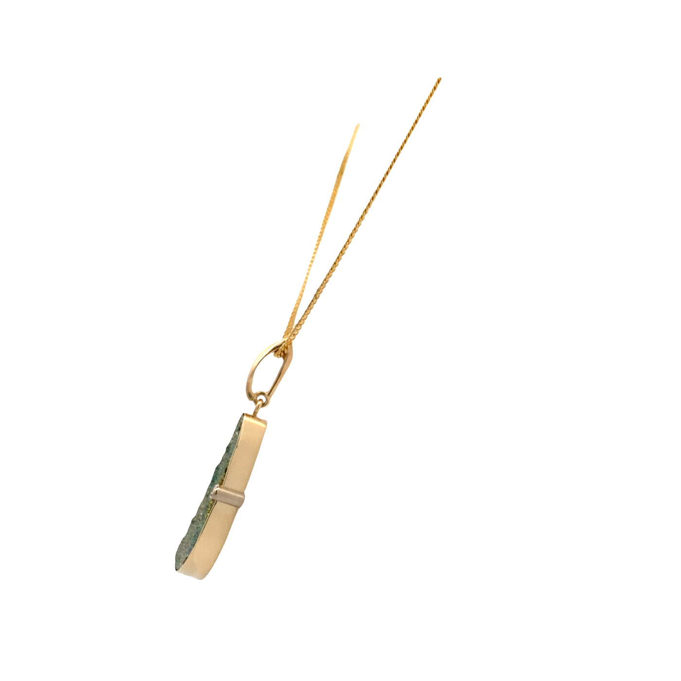 ESTATE Druzy Quartz Pendant in Yellow Gold