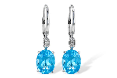 Blue Topaz and Diamond Drop Earrings in White Gold by Allison Kaufman