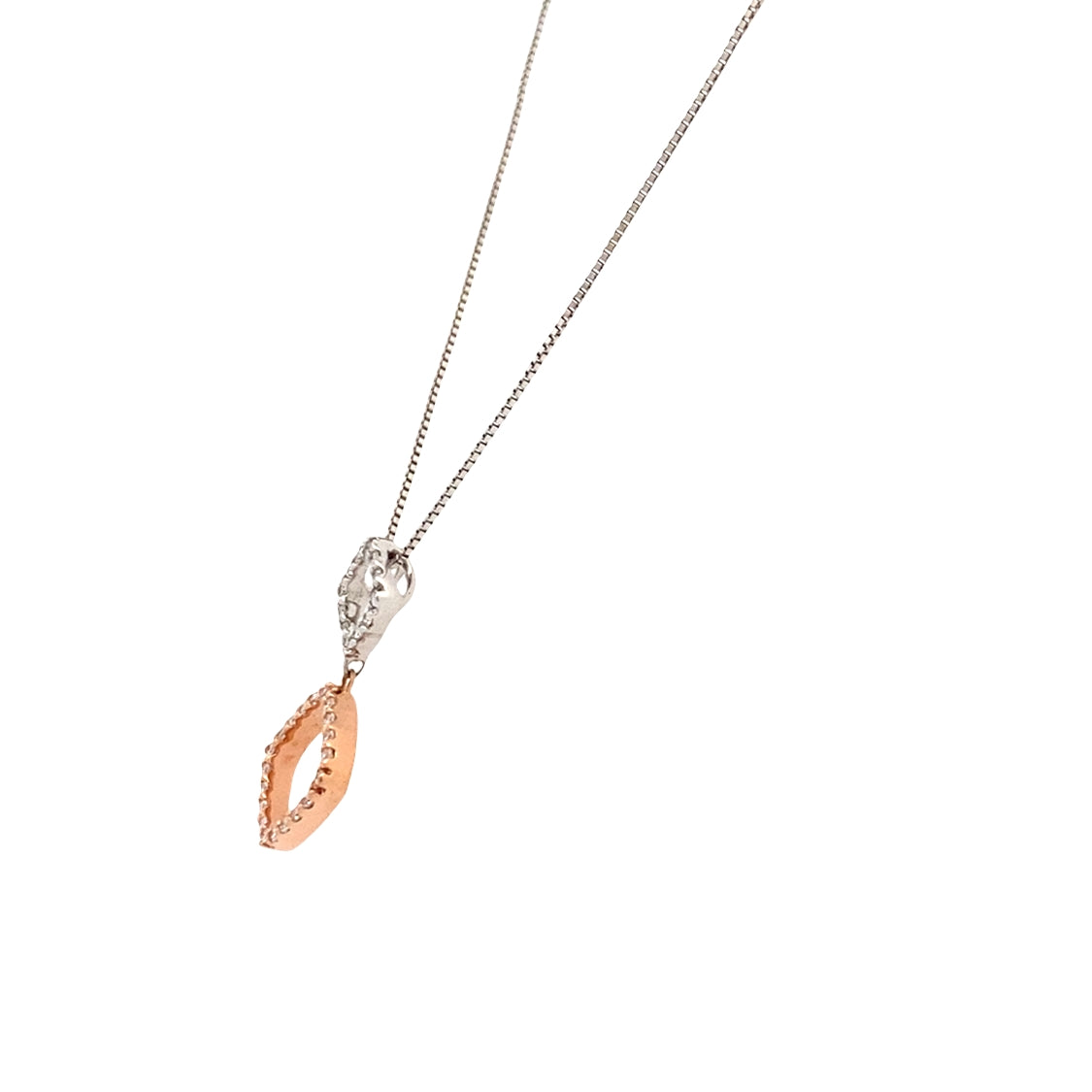 ESTATE Double Drop Diamond Pendant in Two-Tone Gold with 18" Box Chain