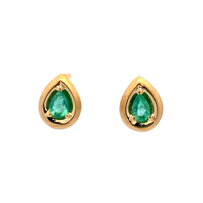 ESTATE Emerald Studs in Yellow Gold