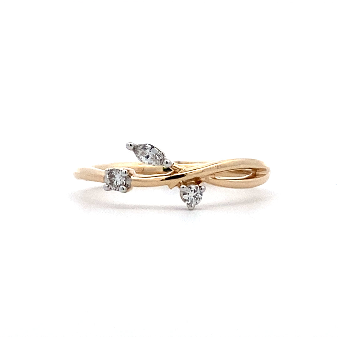 10KY .10CTW DIA LEAF FASHION RING