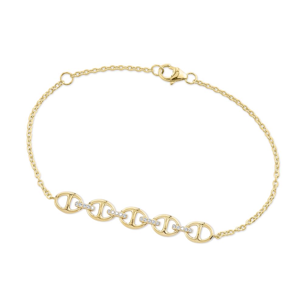 Diamond Station Bracelet in Two-Tone Gold