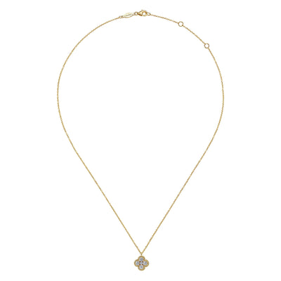 Cluster Style Diamond Pendant in Yellow Gold by Gabriel & Co.