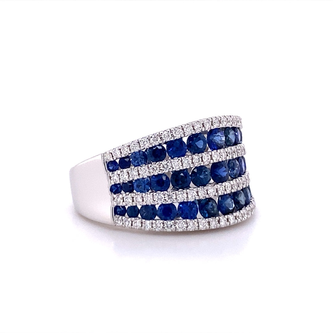 Zeghani 14 Karat White Gold Sapphire and Diamond Band ZR1148