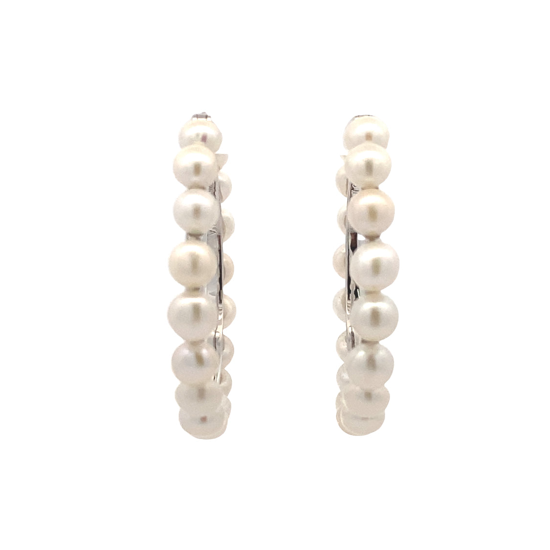 Sterling Silver Pearl Hoop Earrings 623103/FW
