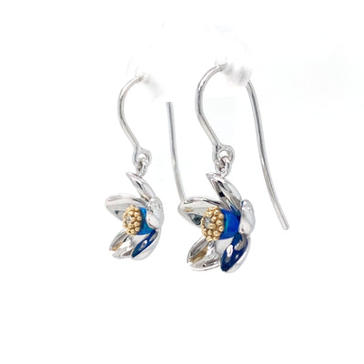 Plumeria Drop Earrings in Two-Tone Gold by Galatea
