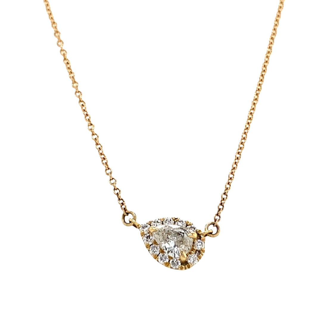 Diamond Pear-shaped Necklace in Yellow Gold by B&C