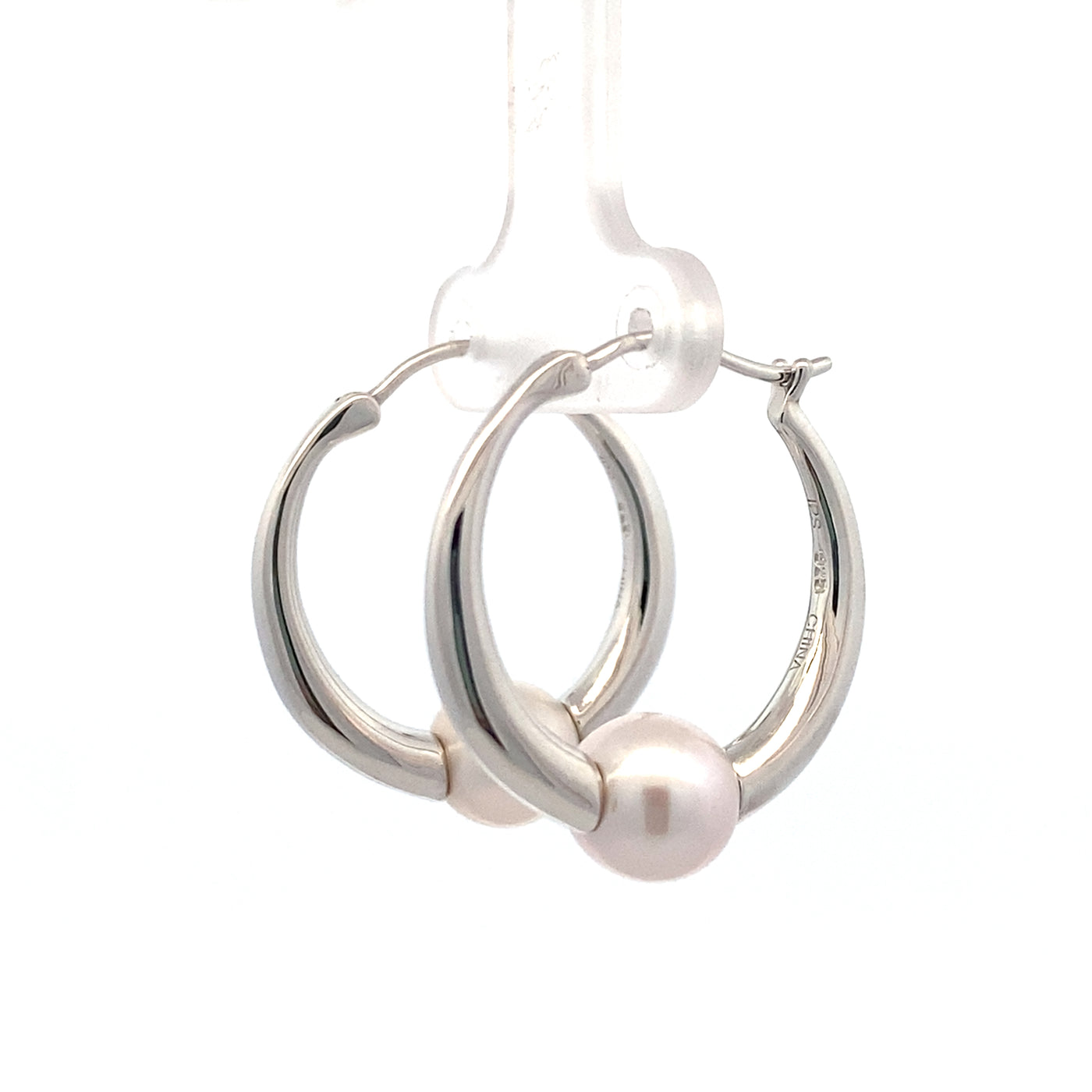 Pearl Hoops in Silver by Imperial Pearl
