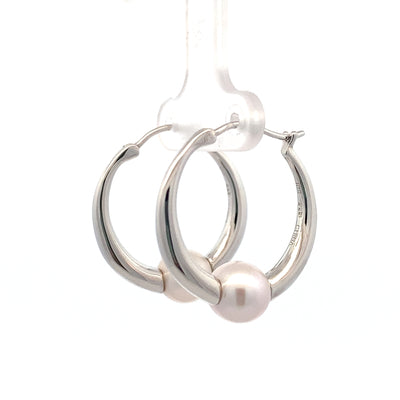 Pearl Hoops in Silver by Imperial Pearl