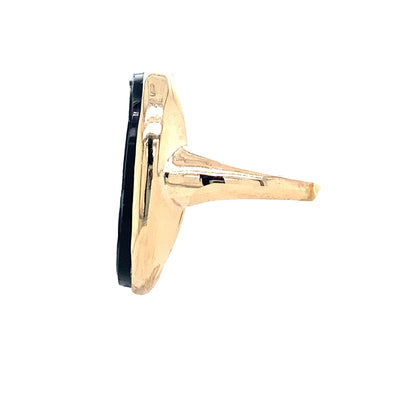 ESTATE Onyx Cameo Ring in Yellow Gold