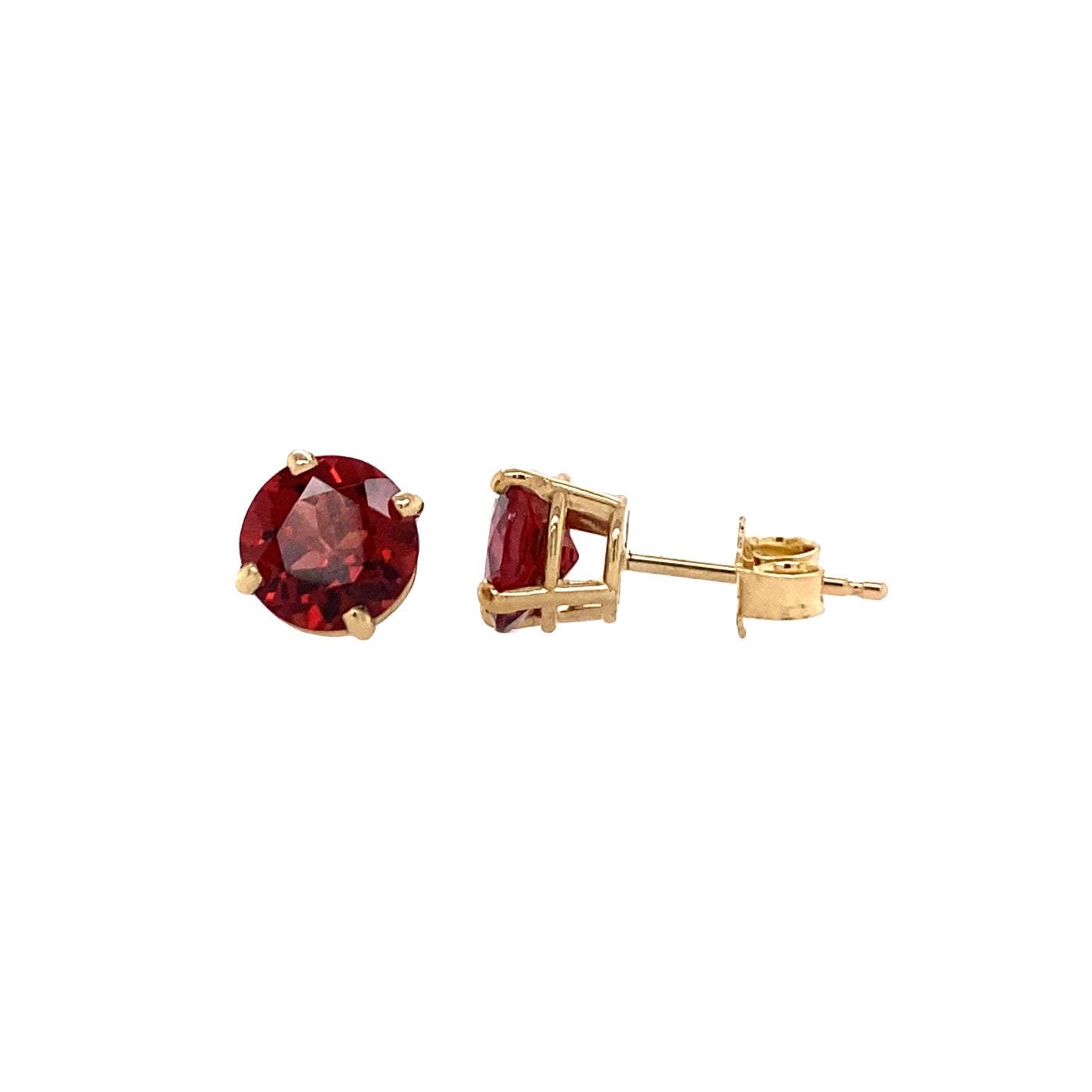 Garnet Stud Earrings in Yellow Gold by B&C